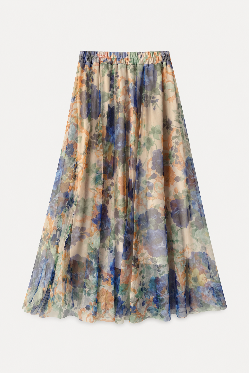 Fustă midi florală vaporoasă