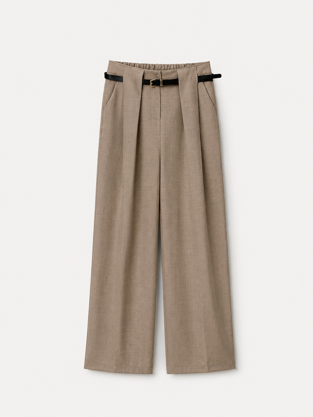 Pantaloni largi eleganți cu curea