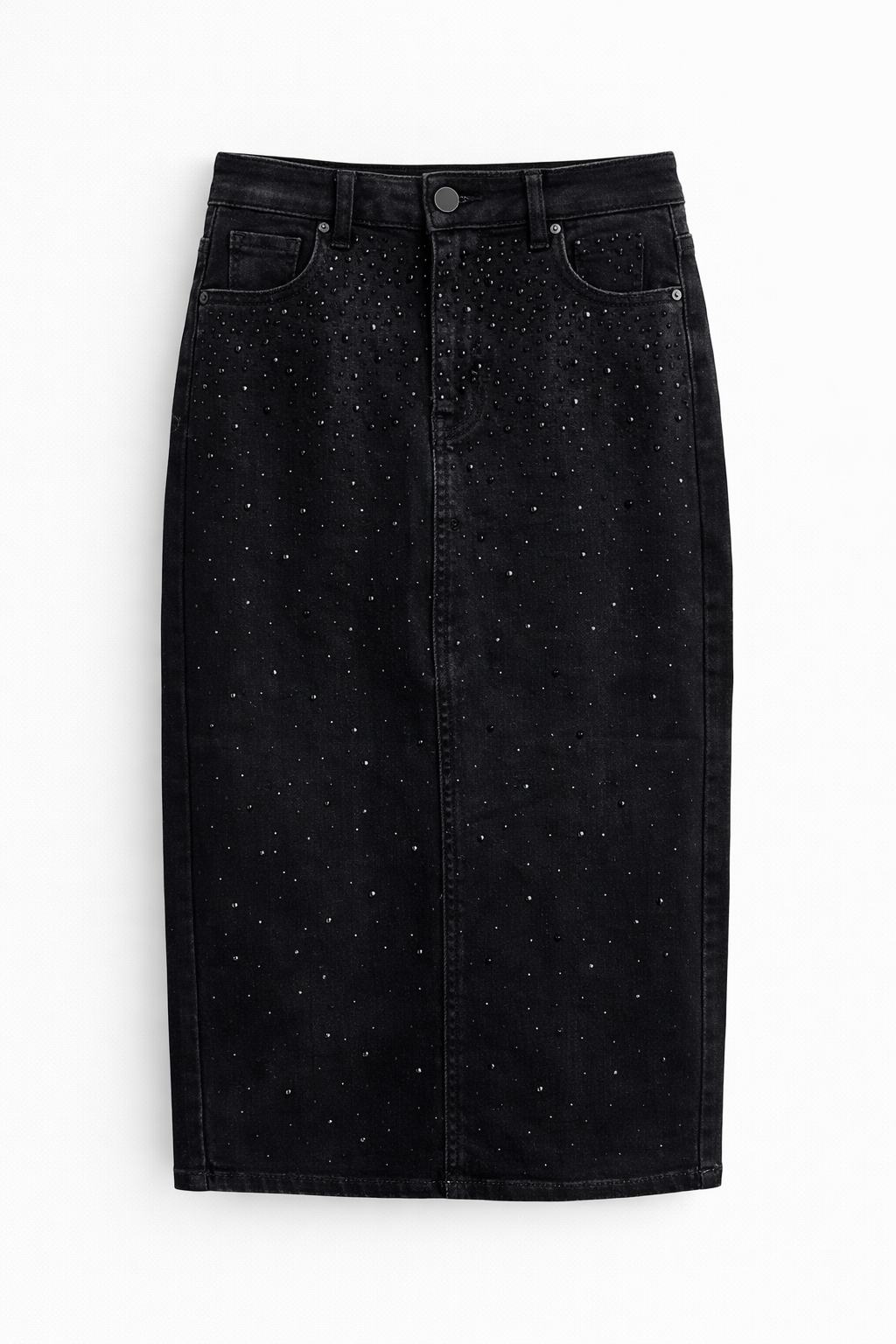 Fustă midi din denim cu aplicații