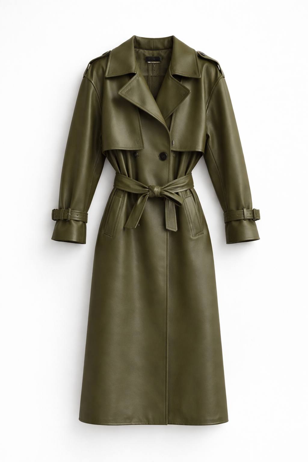 Trench Elegant din Imitație de Piele
