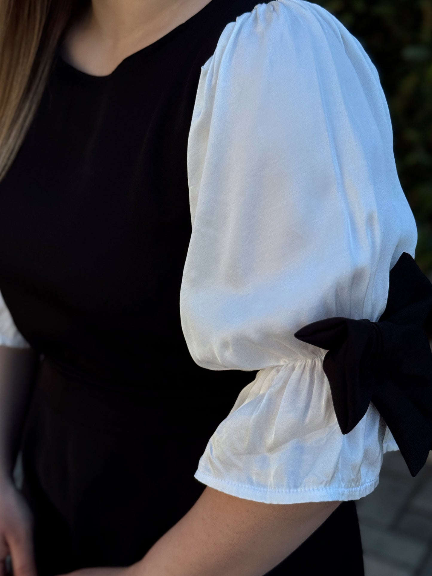 Rochie midi din stofă Barbie cu mâneci bufante