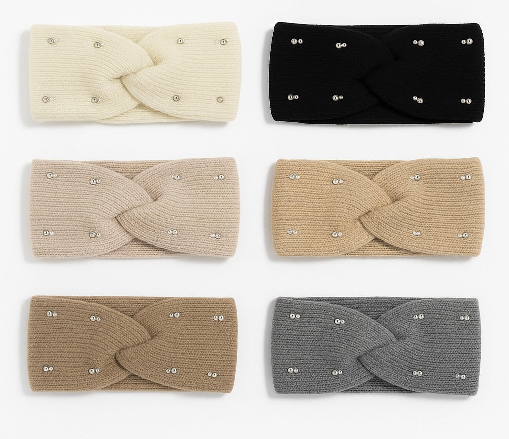 Bentiță Tricotată cu Detalii Metalice – Model Twist