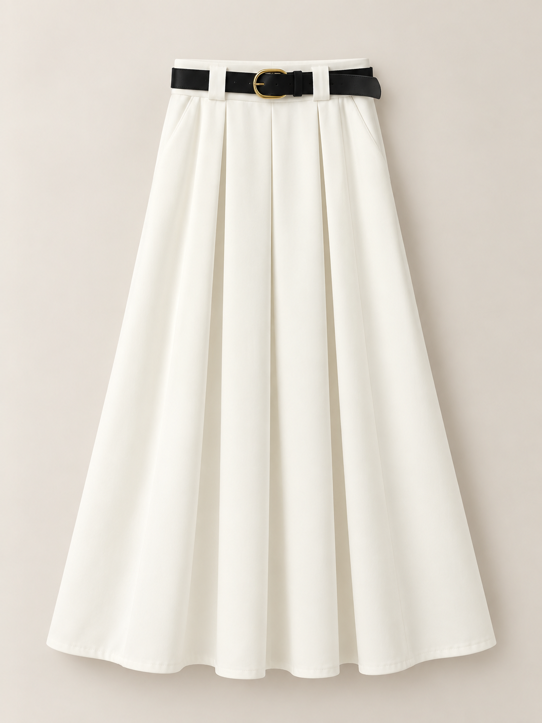 Fustă Midi Elegantă cu Pliuri și Curea