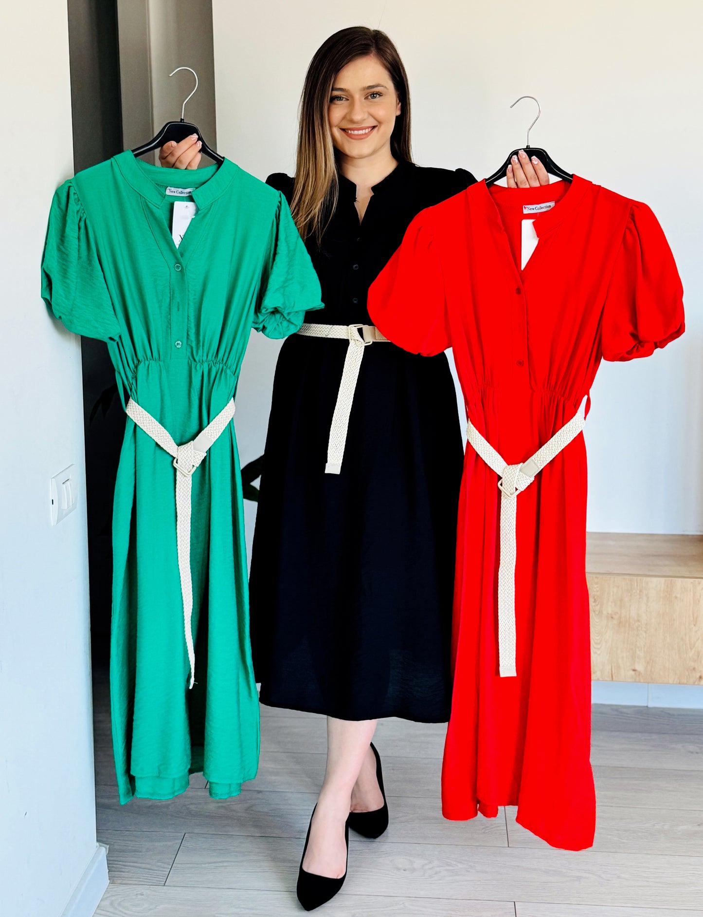 PRODUSUL ZILEI🎀 Rochie midi lejeră cu cordon în talie