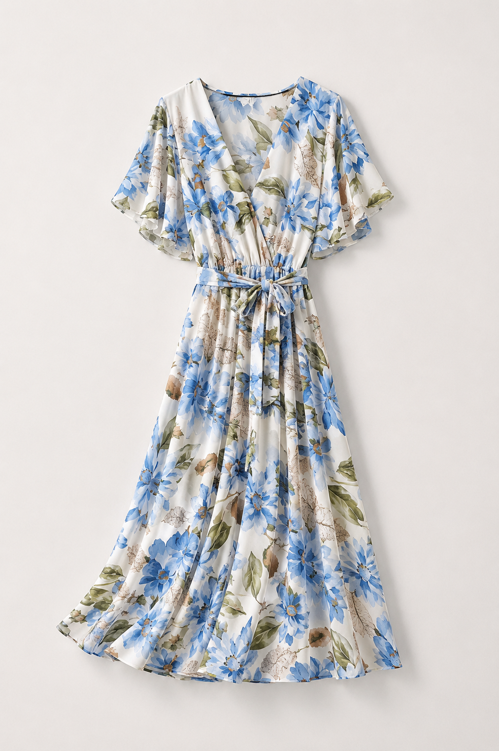 Rochie florală cu decolteu petrecut
