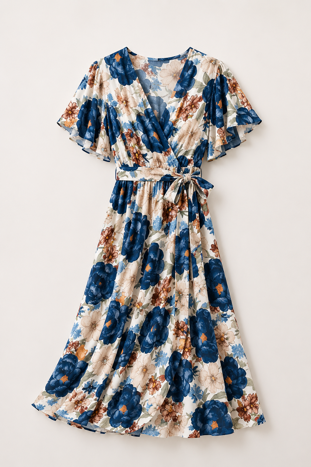 Rochie florală cu decolteu petrecut