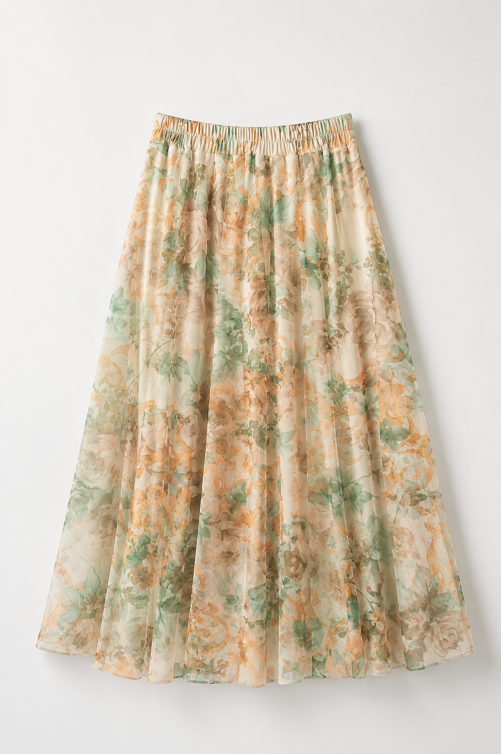 Fustă midi florală vaporoasă