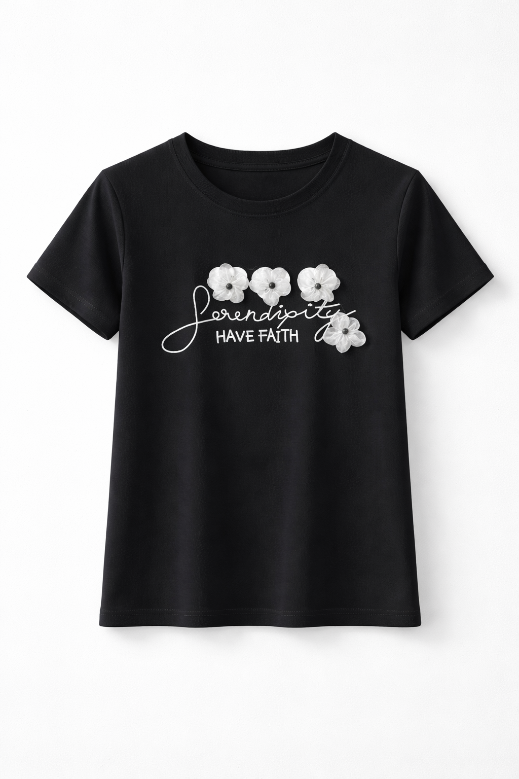 Tricou cu Print și Aplicații Florale