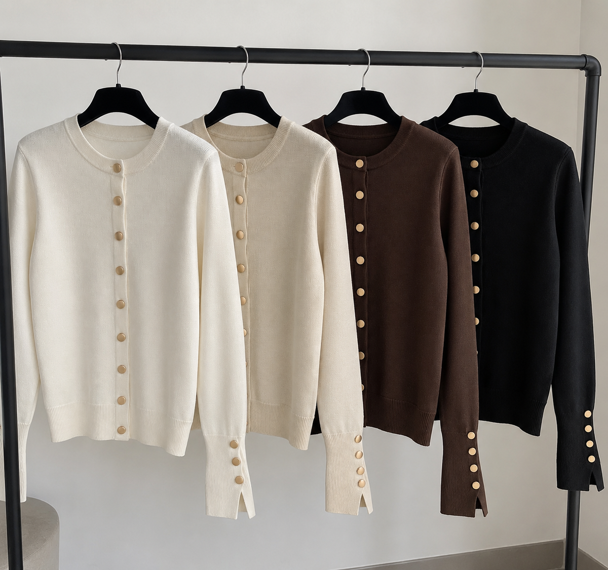 Cardigan tricotat cu nasturi aurii