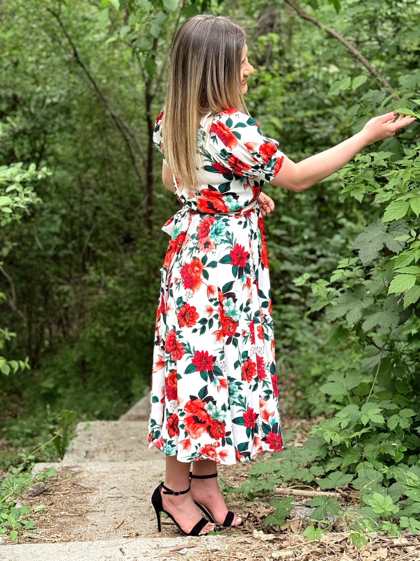 Rochie florală din vâscoză