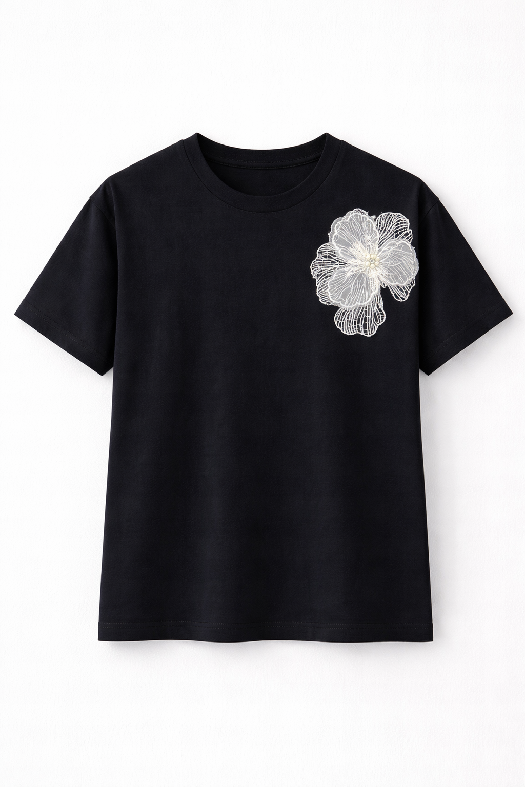 Tricou cu Aplicație Florală 100% bumbac