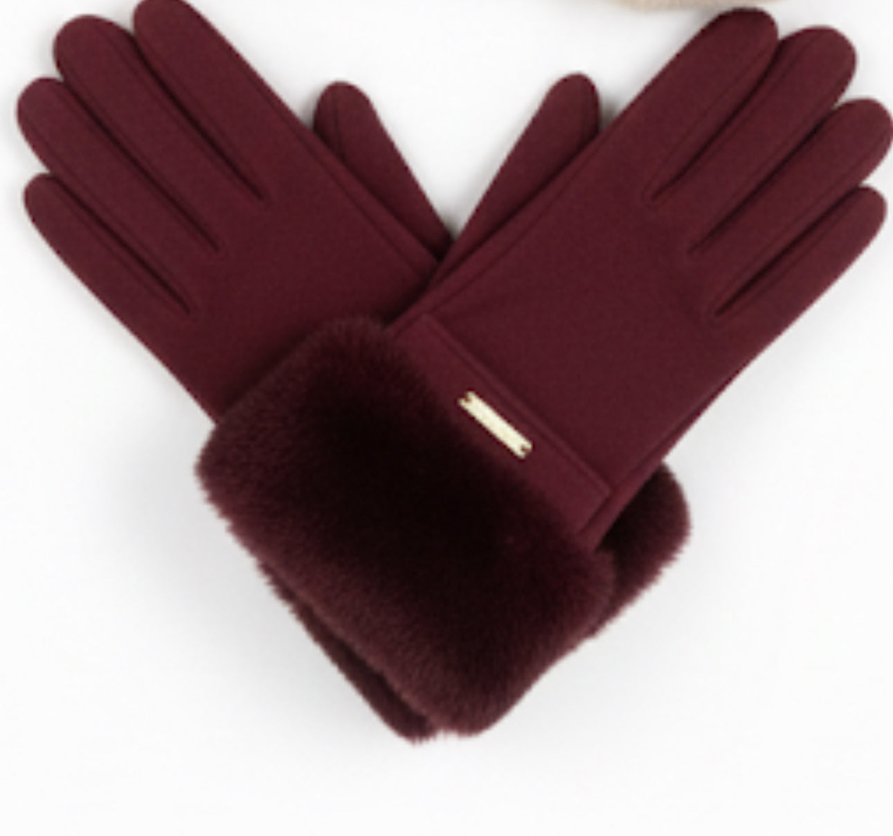 Mănuși damă elegante cu manșetă pufoasă