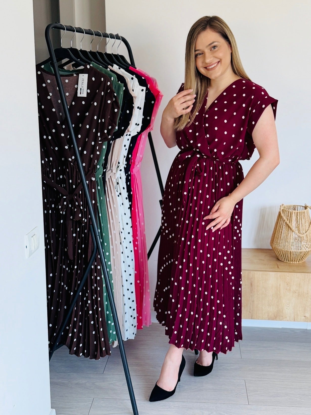 Rochie plisată cu buline