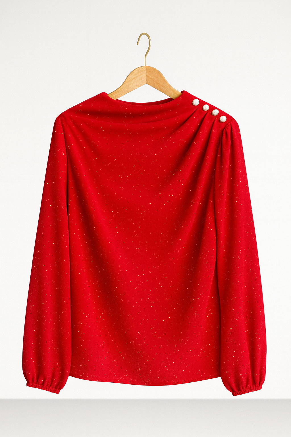 Bluză Elegantă cu Sclipici și Nasturi Laterali