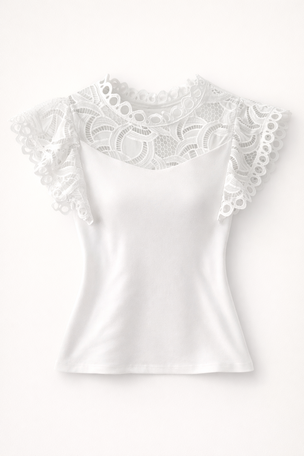 Tricou elegant cu dantelă fină