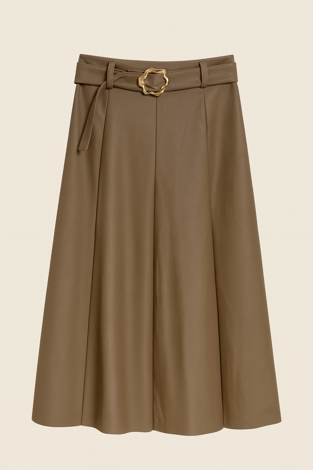 Fustă Midi din Piele Ecologică cu Cataramă Aurie - 4 culori