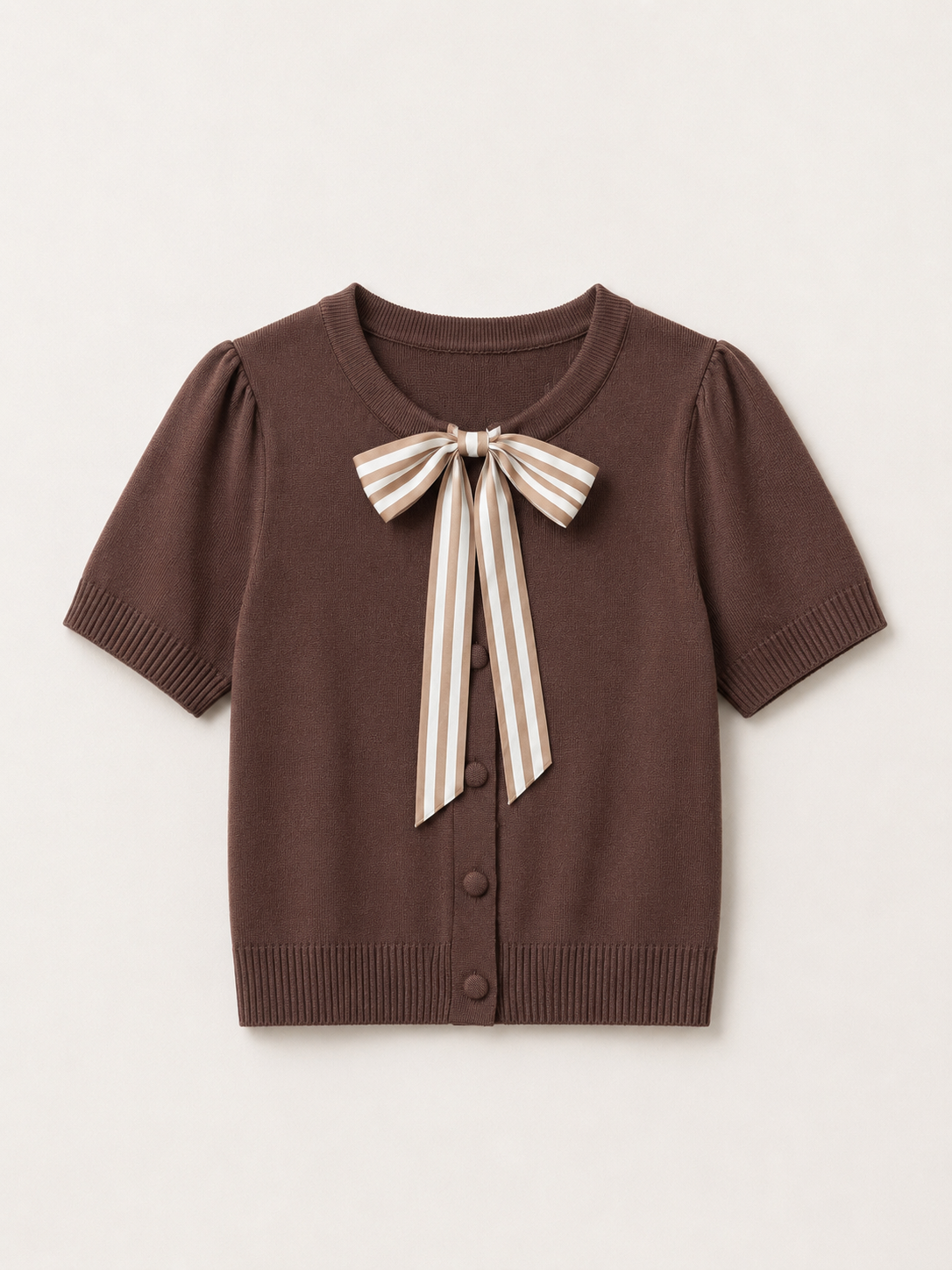 Cardigan tricotat cu fundă