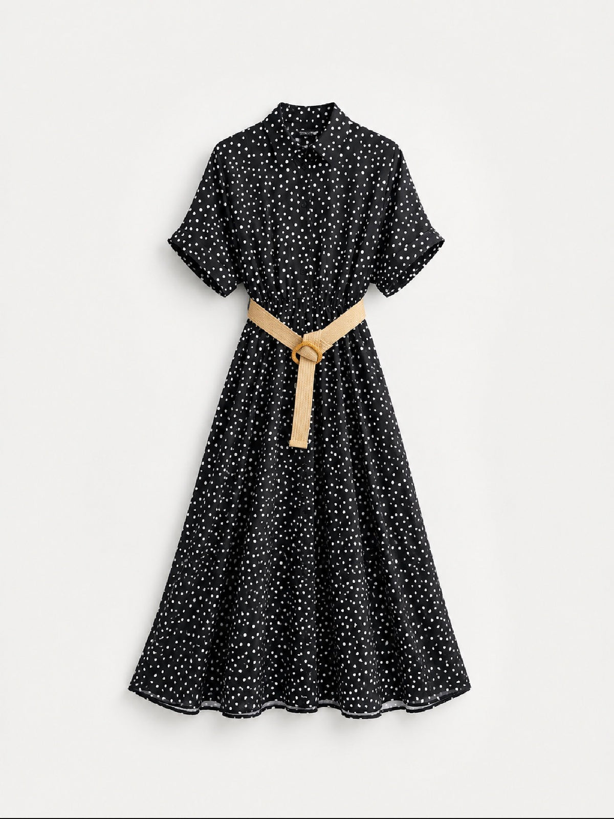 Rochie midi cu buline și cordon
