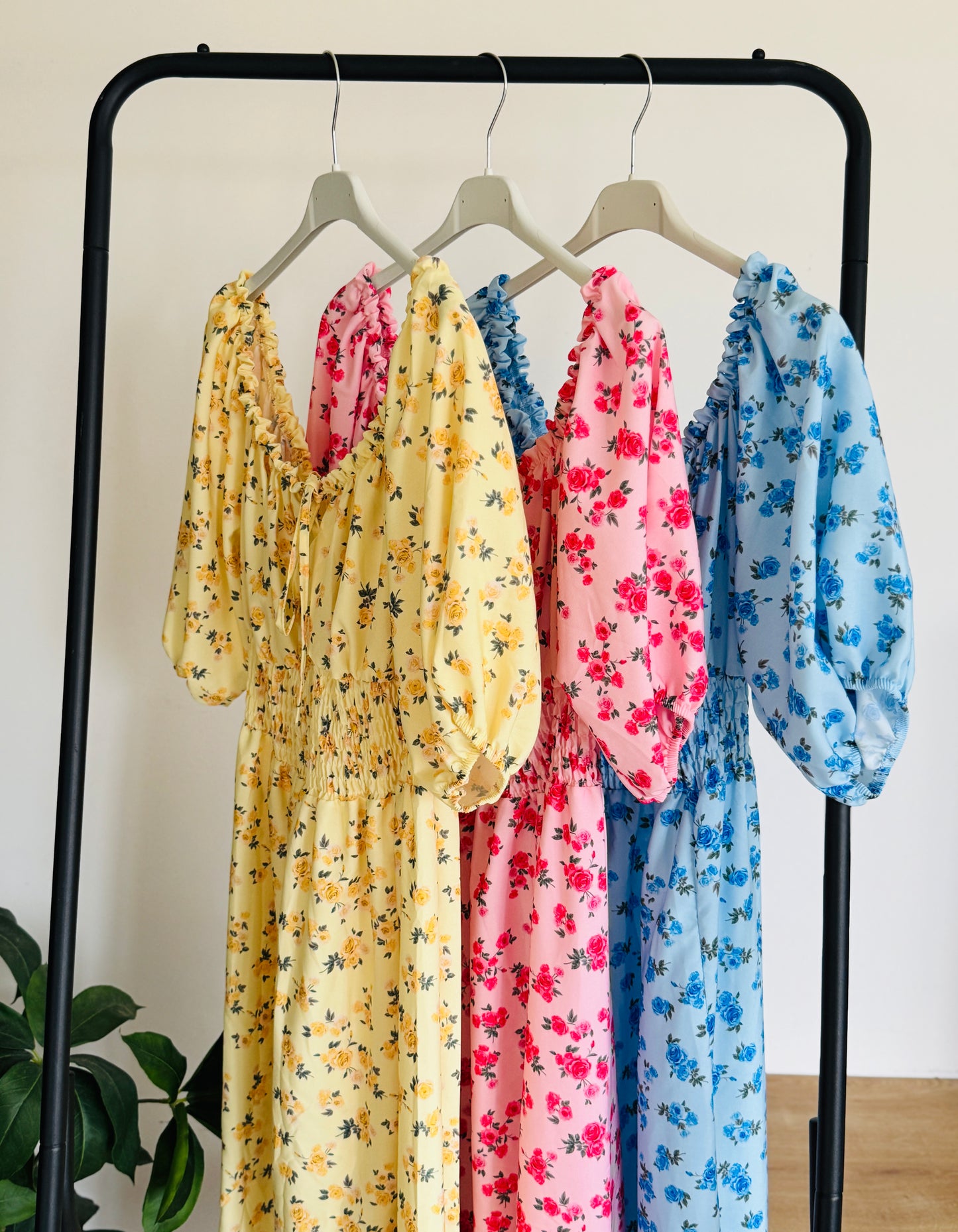 Rochie lungă florală cu talie elastică