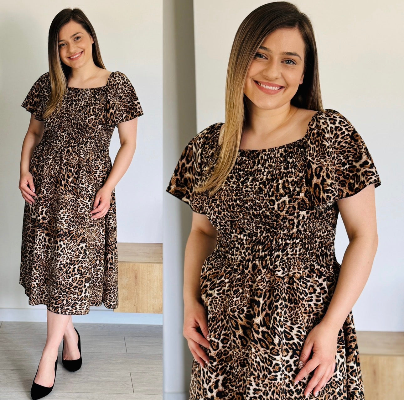 Rochie midi cu imprimeu modern