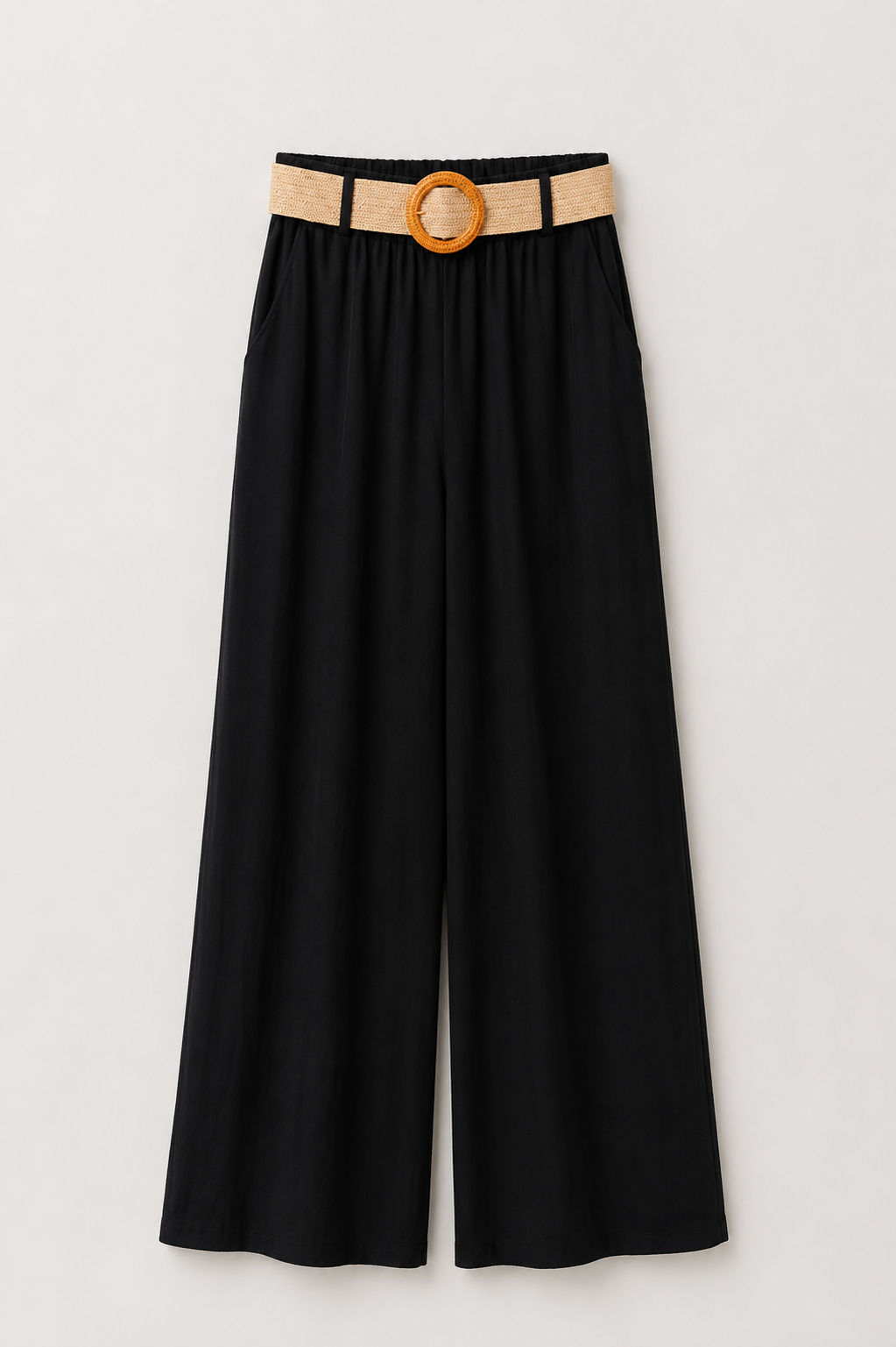 Articolul zilei 3 🎀                       Pantaloni palazzo satinați cu curea