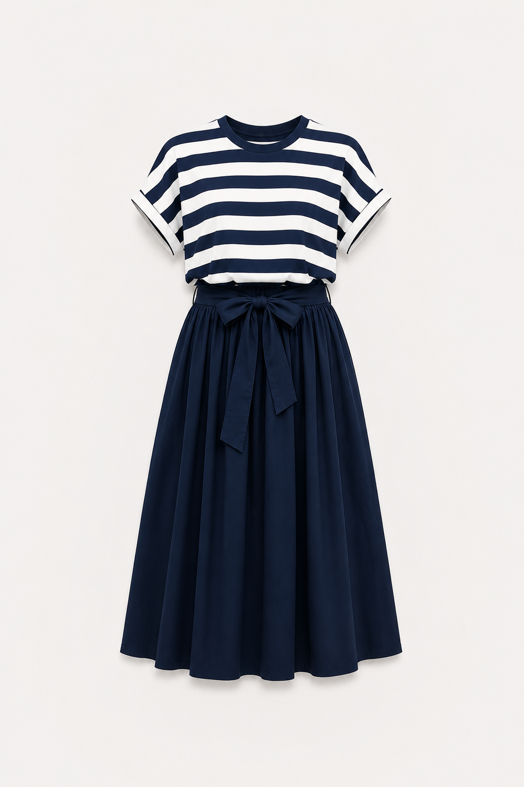 Rochie casual cu dungi și talie elastică