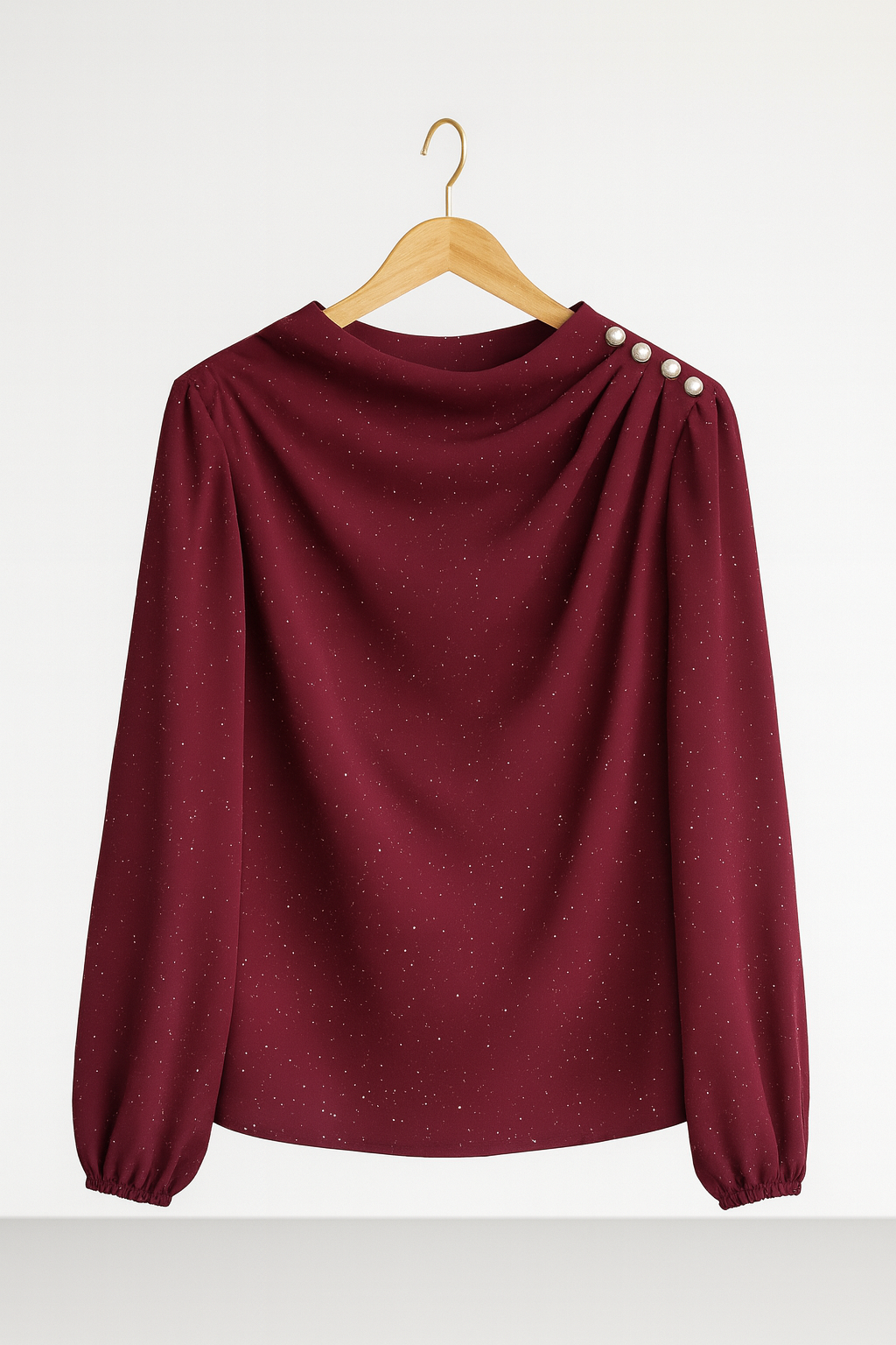 Bluză Elegantă cu Sclipici și Nasturi Laterali