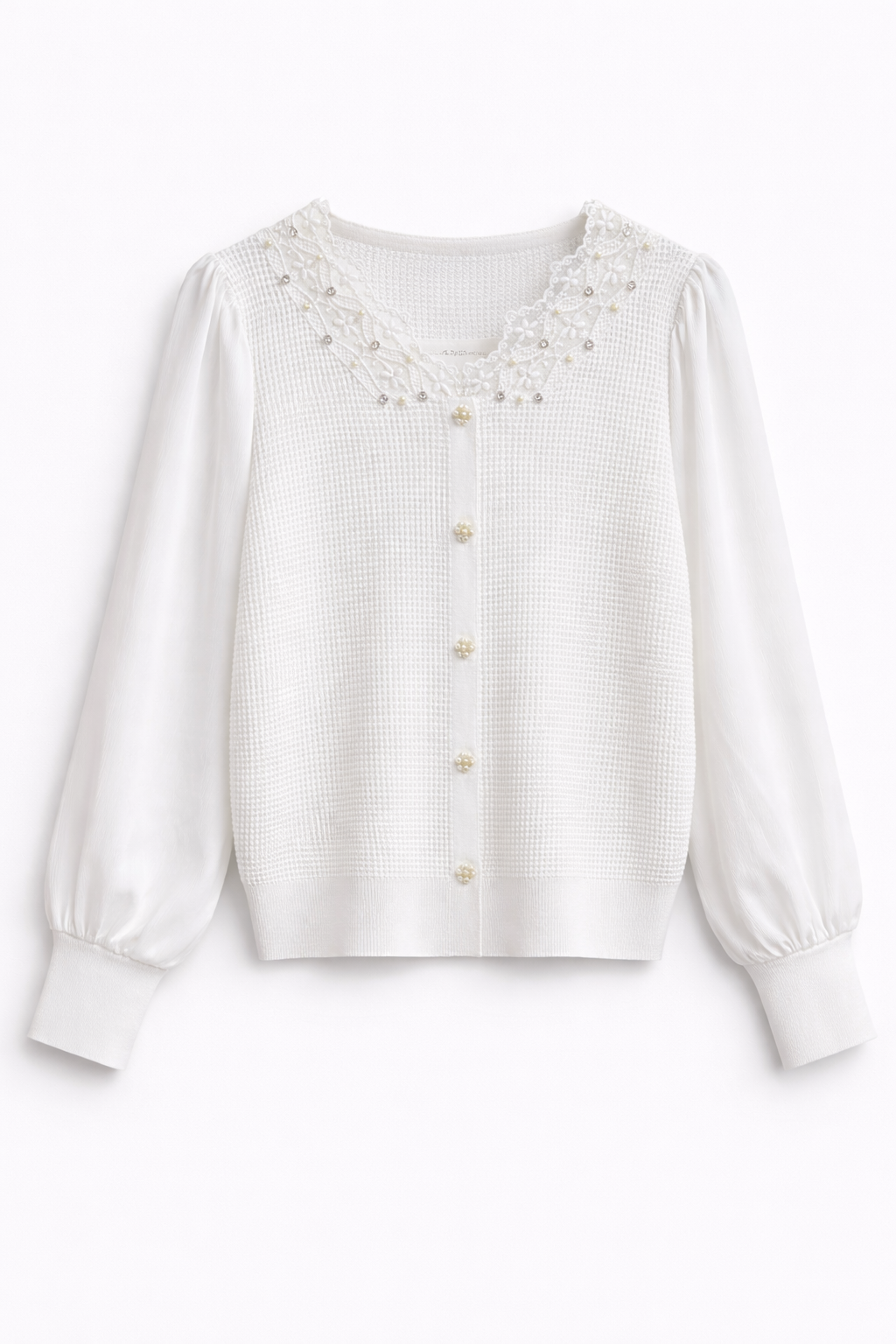 Cardigan elegant cu detalii brodate și nasturi decorativi