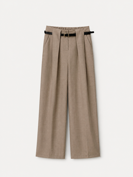 Pantaloni largi eleganți cu curea