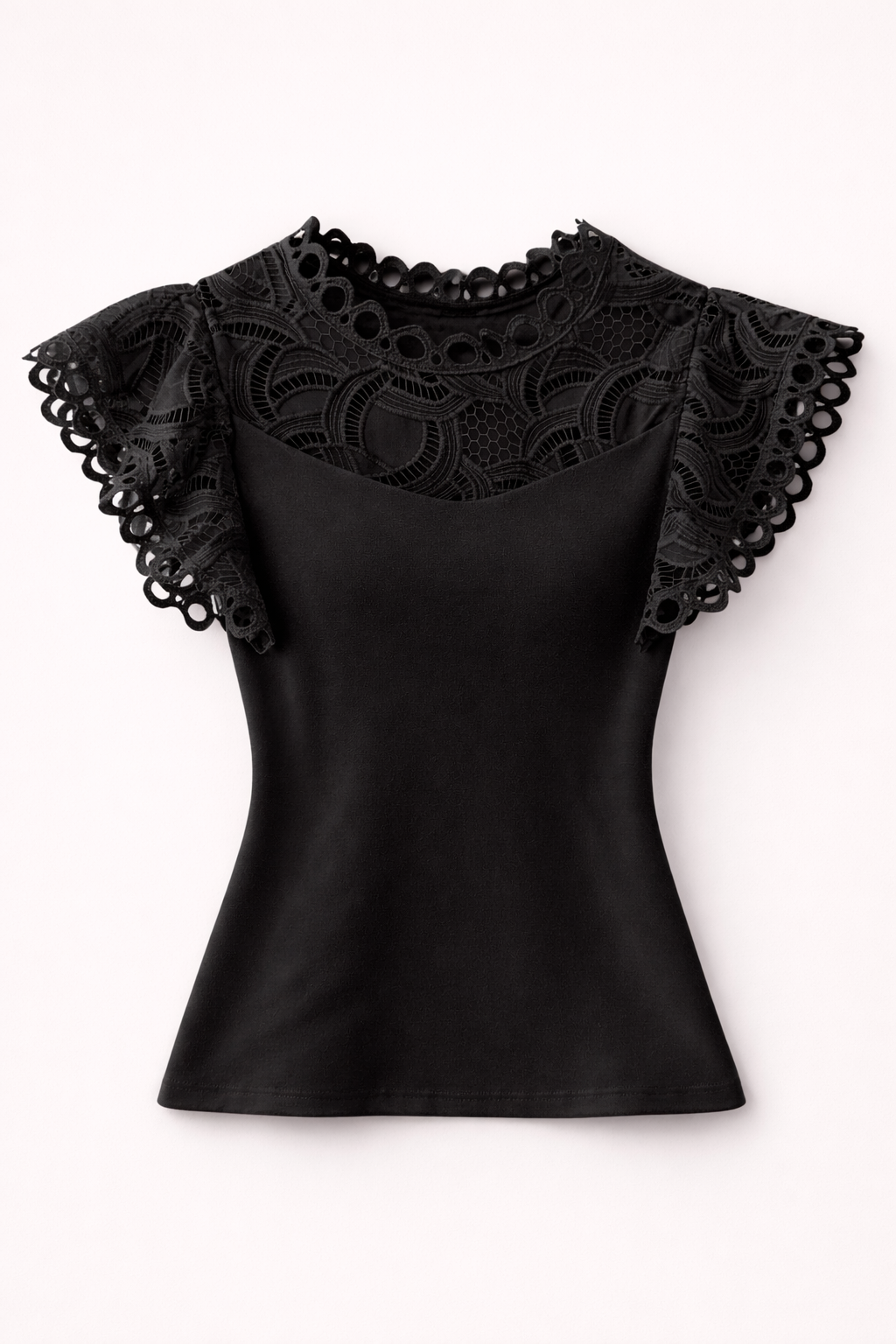 Tricou elegant cu dantelă fină