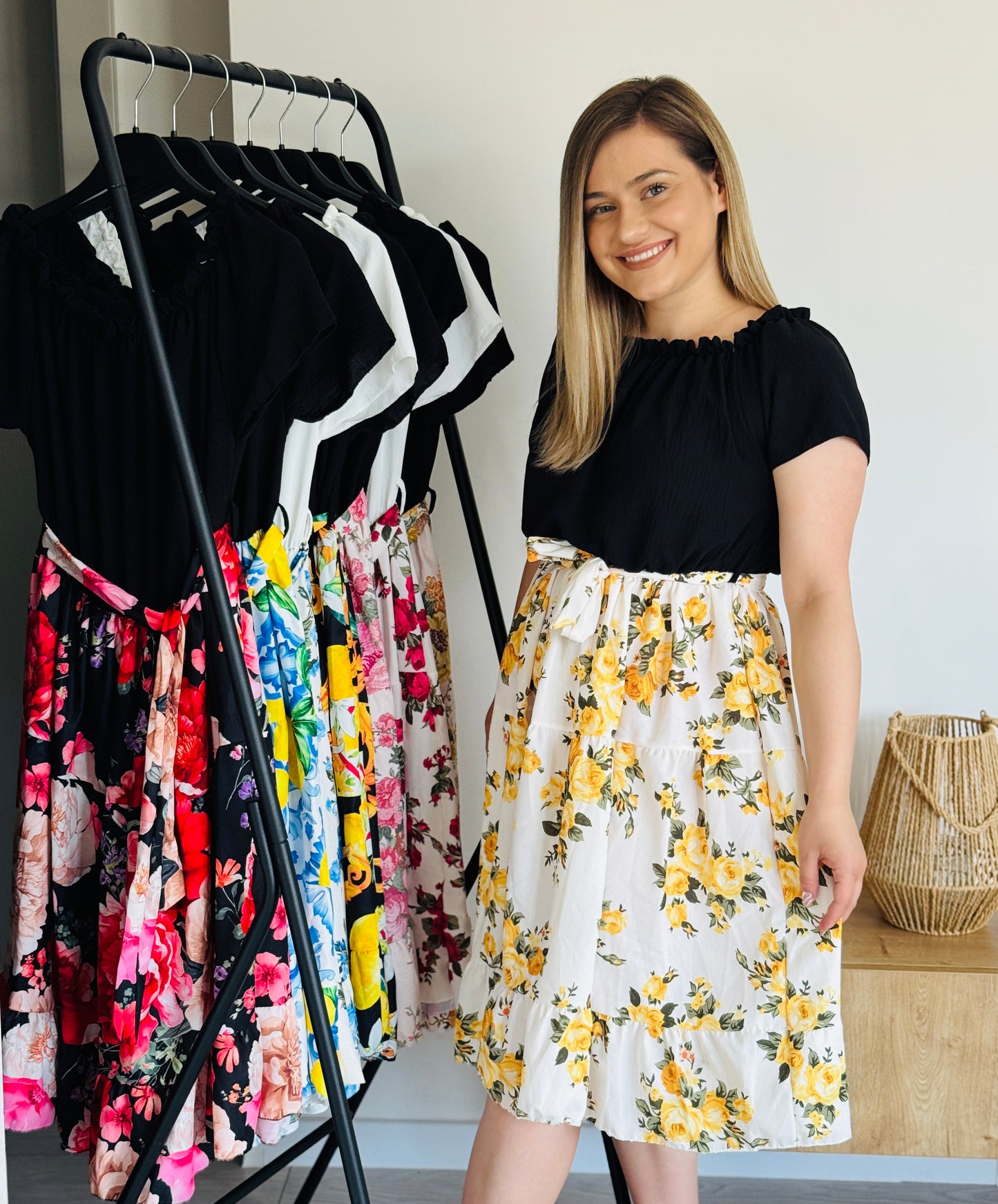 Rochie cu imprimeu și talie elastică