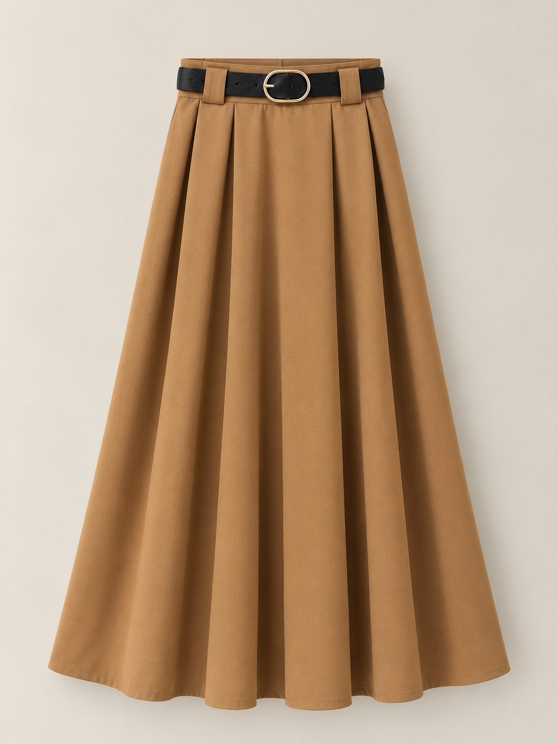 Fustă Midi Elegantă cu Pliuri și Curea