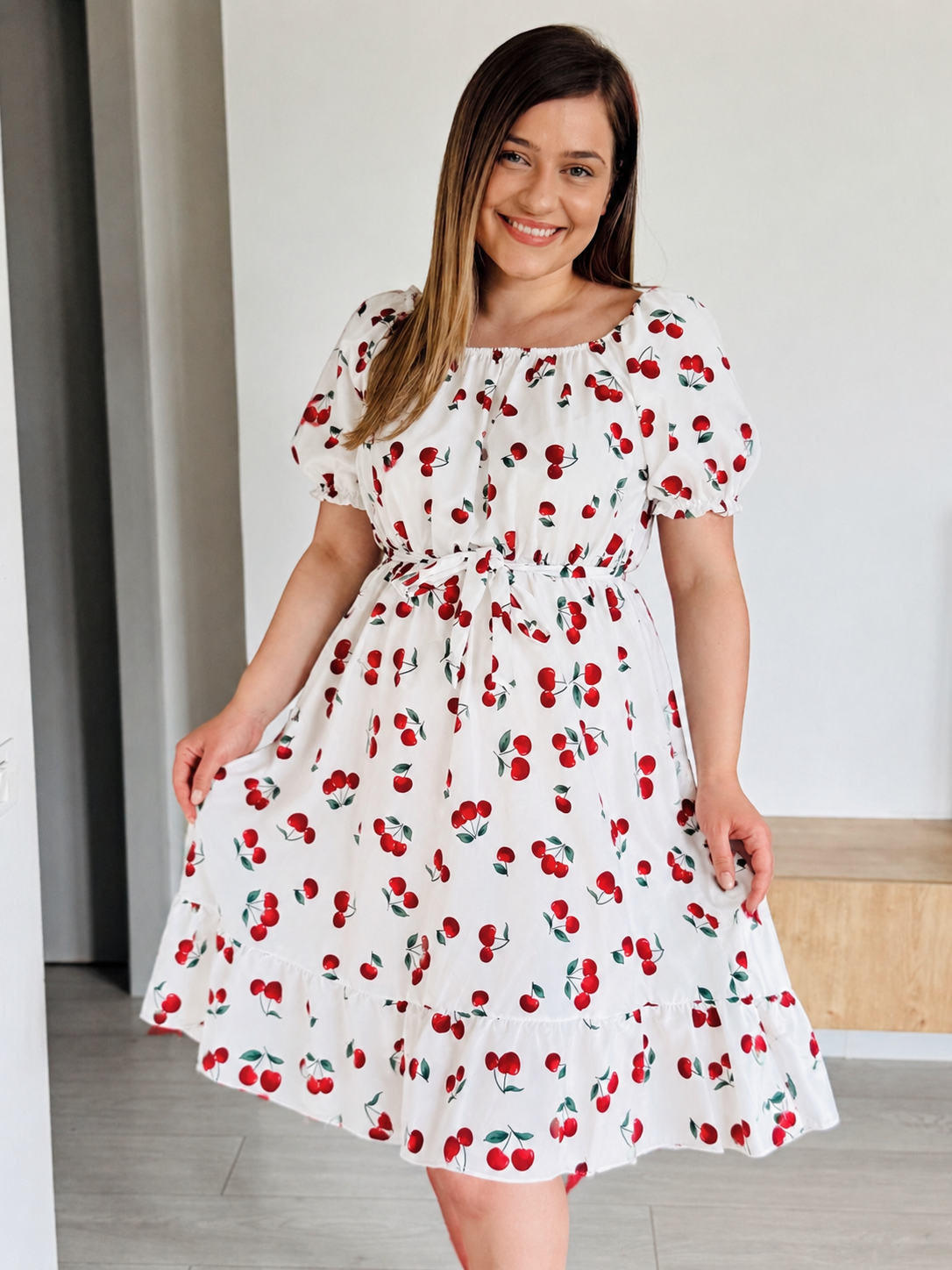Rochie midi cu imprimeu din vâscoză