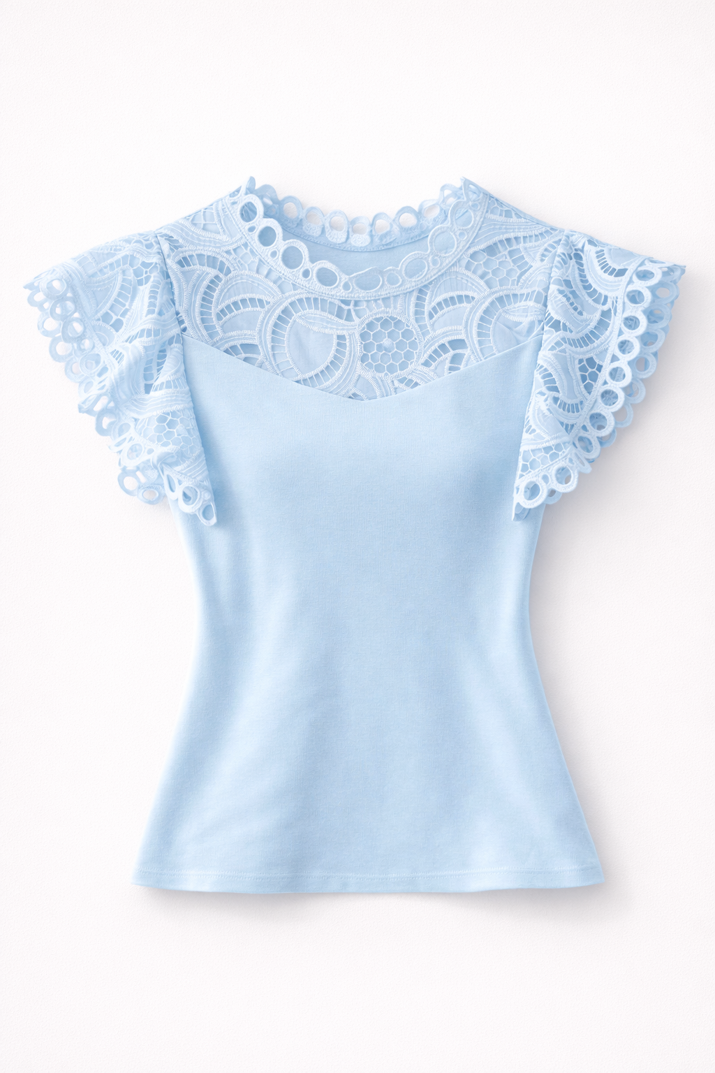 Tricou elegant cu dantelă fină