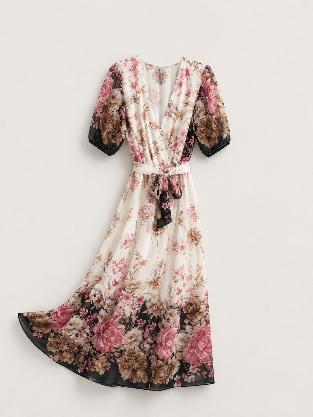 Rochie florală cu decolteu petrecut