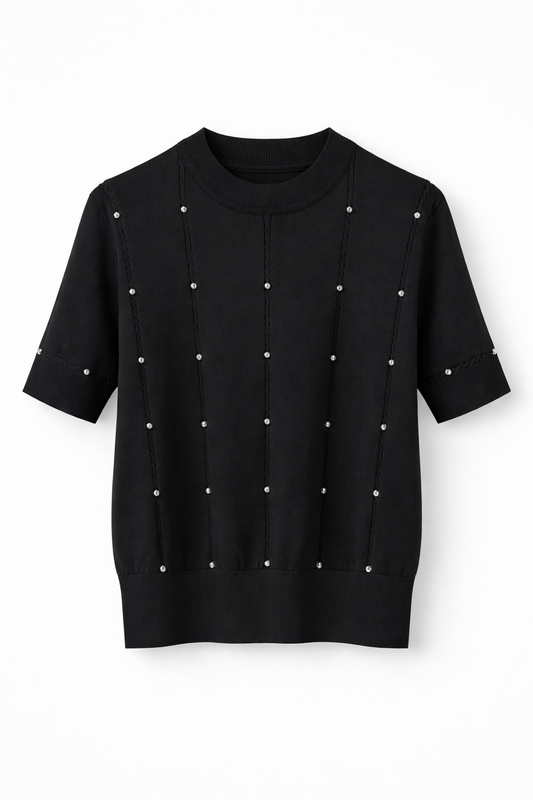 Bluză Tricotată cu Detalii Decorative