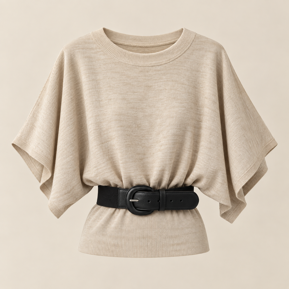 Bluză tip poncho din tricot cu curea