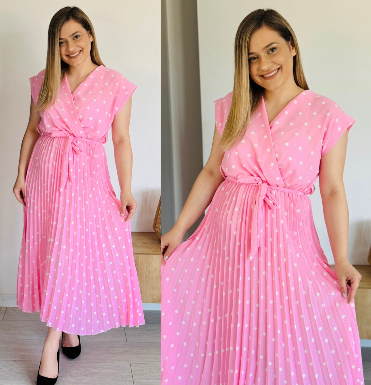 Rochie plisată cu buline