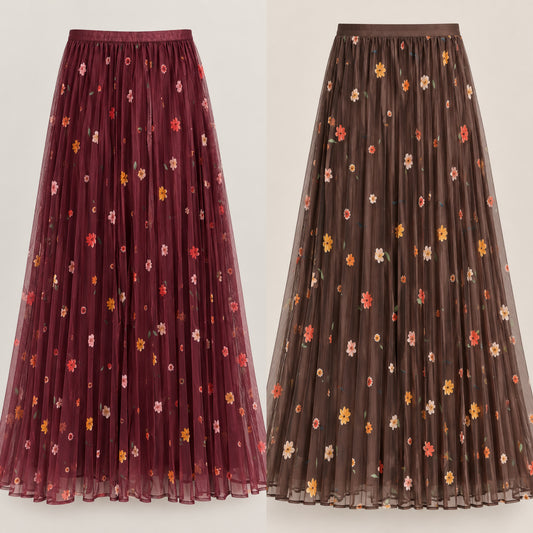 Fustă din tulle cu imprimeu floral