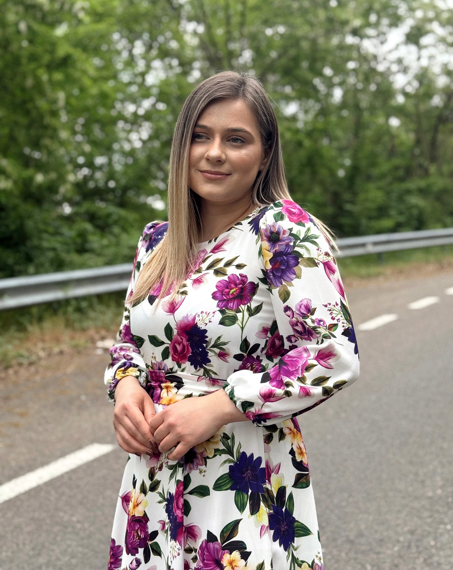 Rochie midi din vâscoză cu imprimeu floral