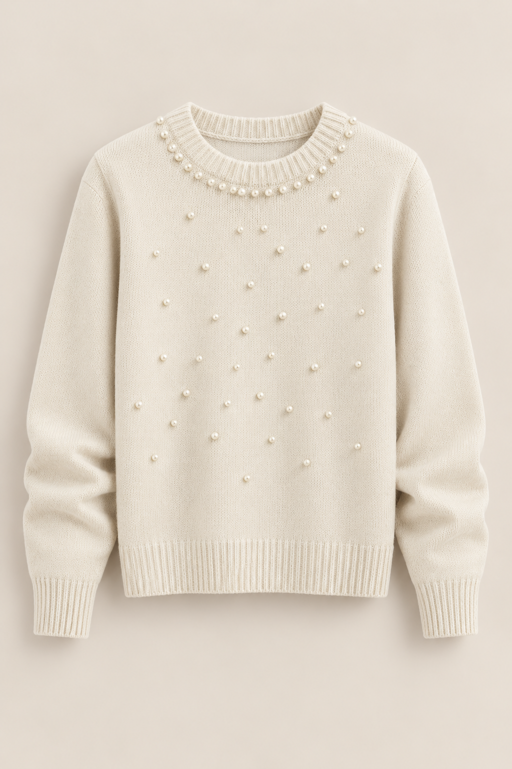 Pulover din tricot fin cu perle