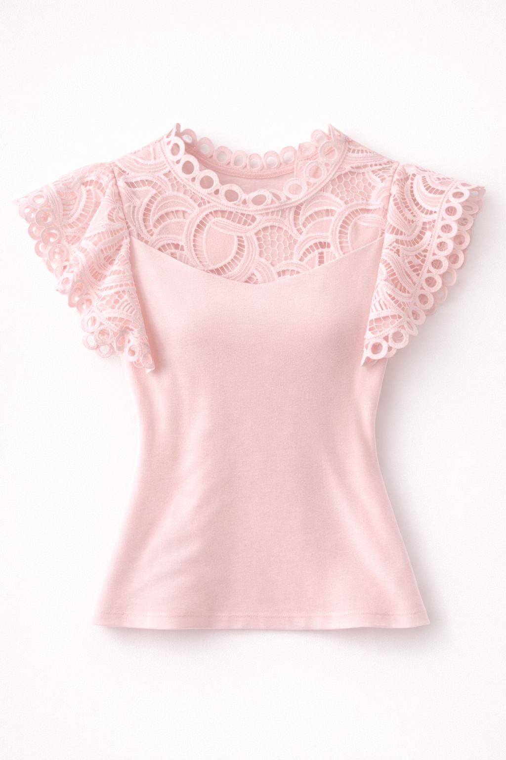 Tricou elegant cu dantelă fină