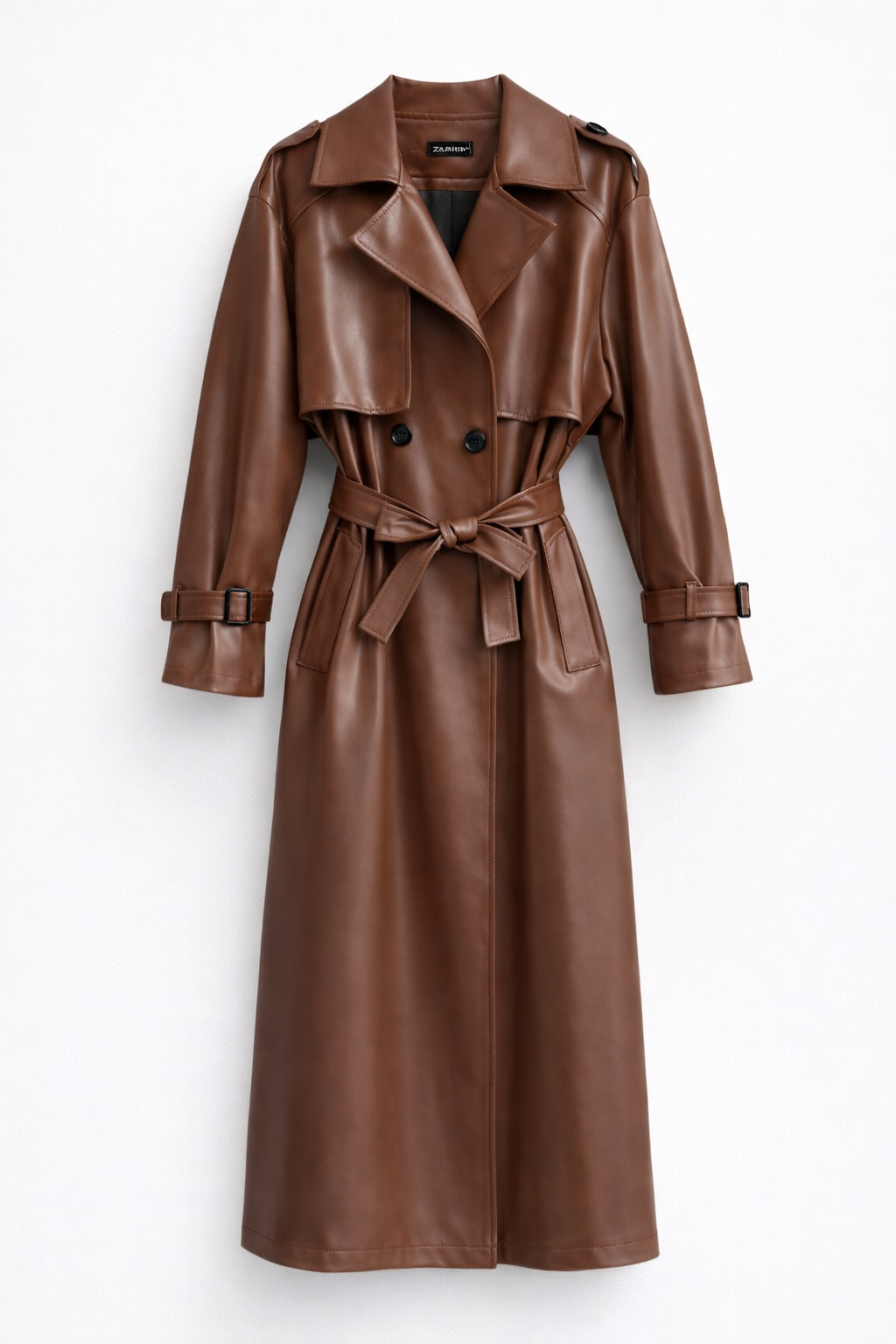 Trench Elegant din Imitație de Piele