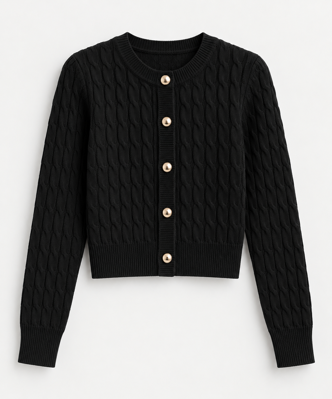 Cardigan tricotat cu nasturi aurii