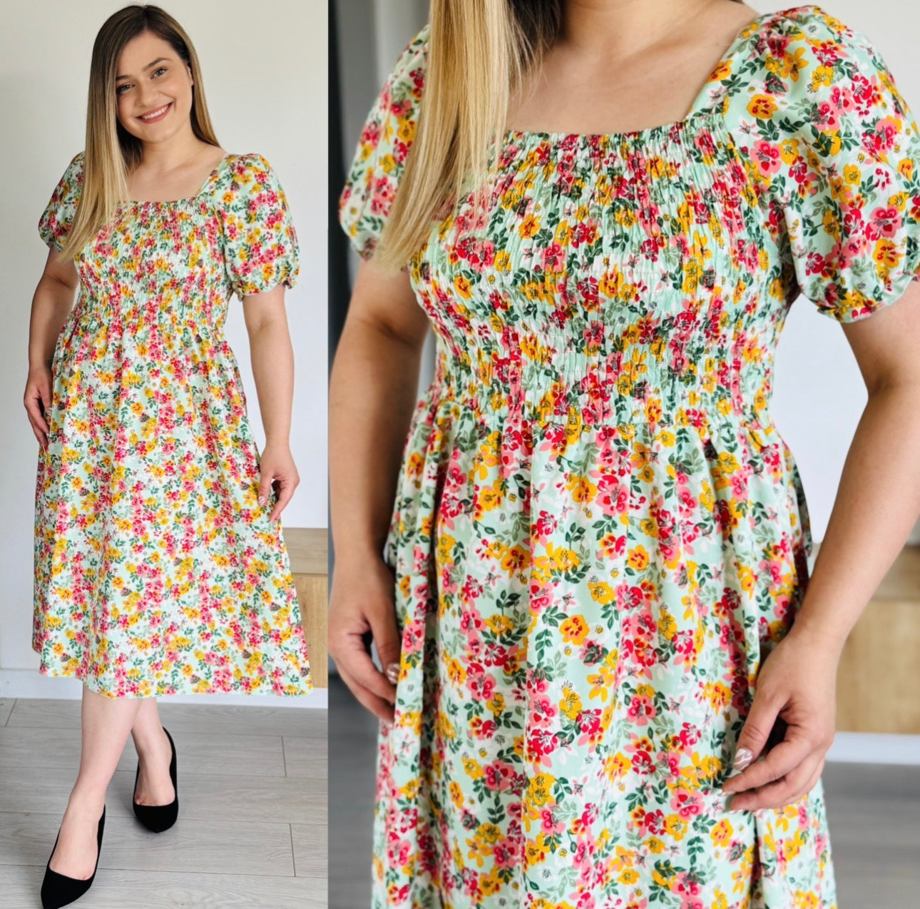 Rochie midi cu imprimeu floral