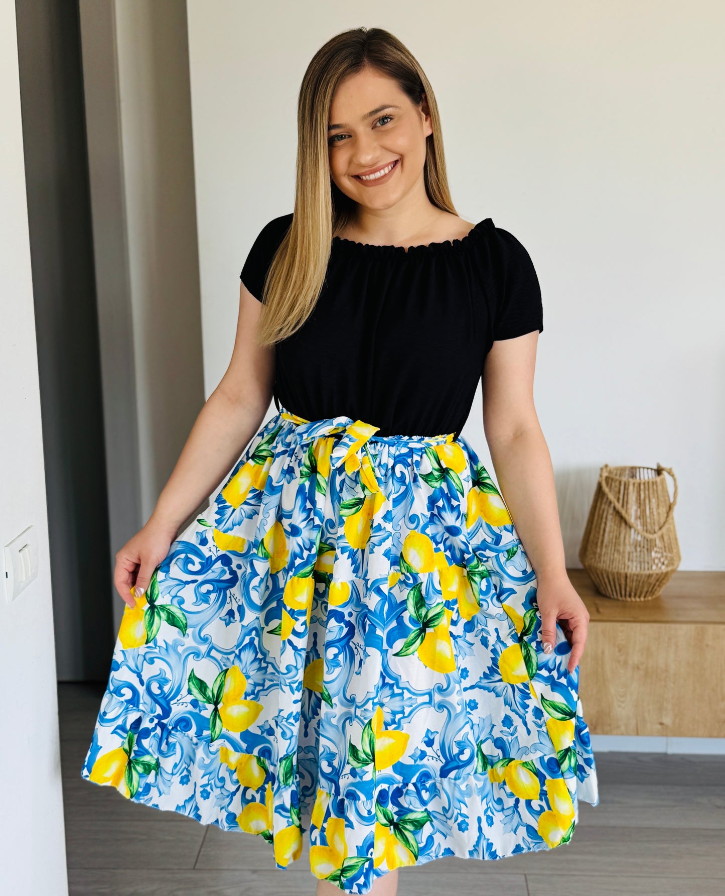 Rochie cu imprimeu și talie elastică