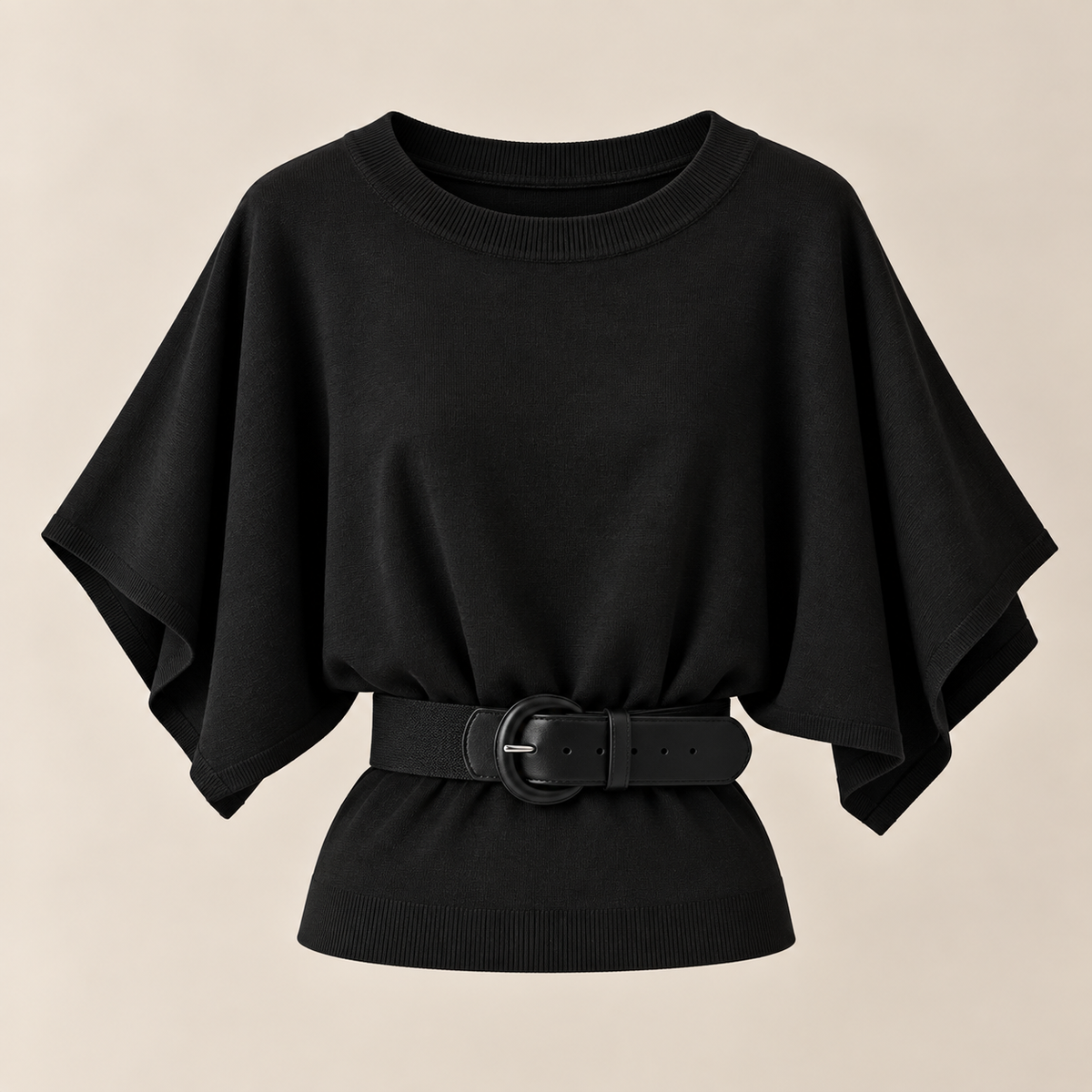 Bluză tip poncho din tricot cu curea