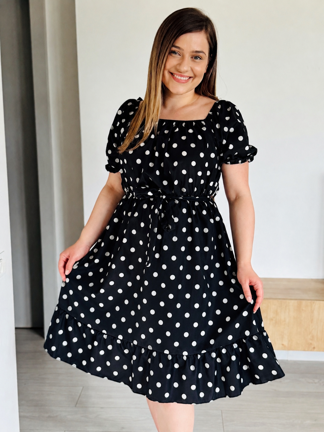 Rochie midi cu imprimeu din vâscoză