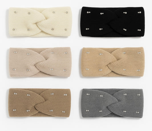 Bentiță Tricotată cu Detalii Metalice – Model Twist