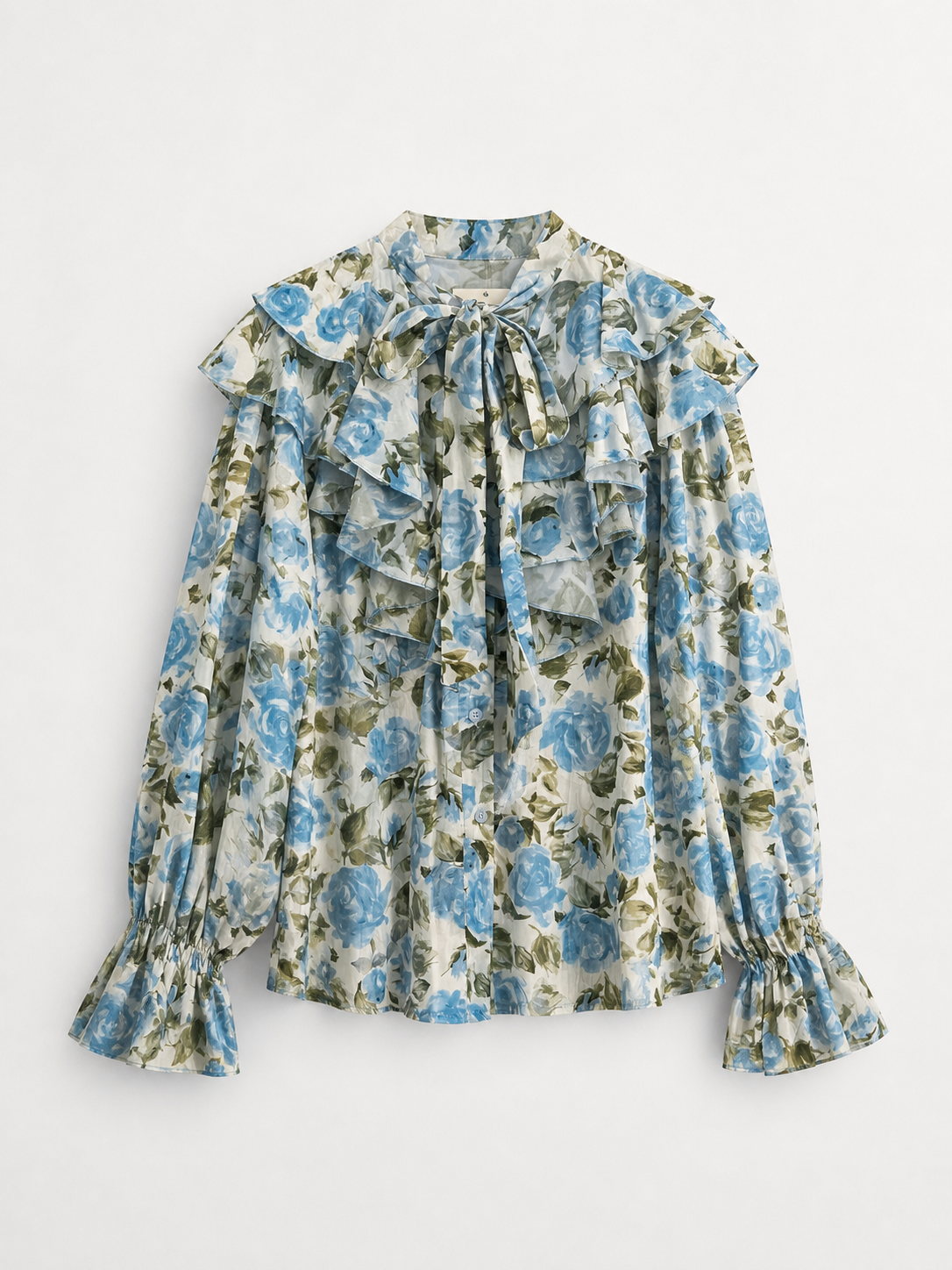 Cămașă elegantă cu volane și imprimeu floral